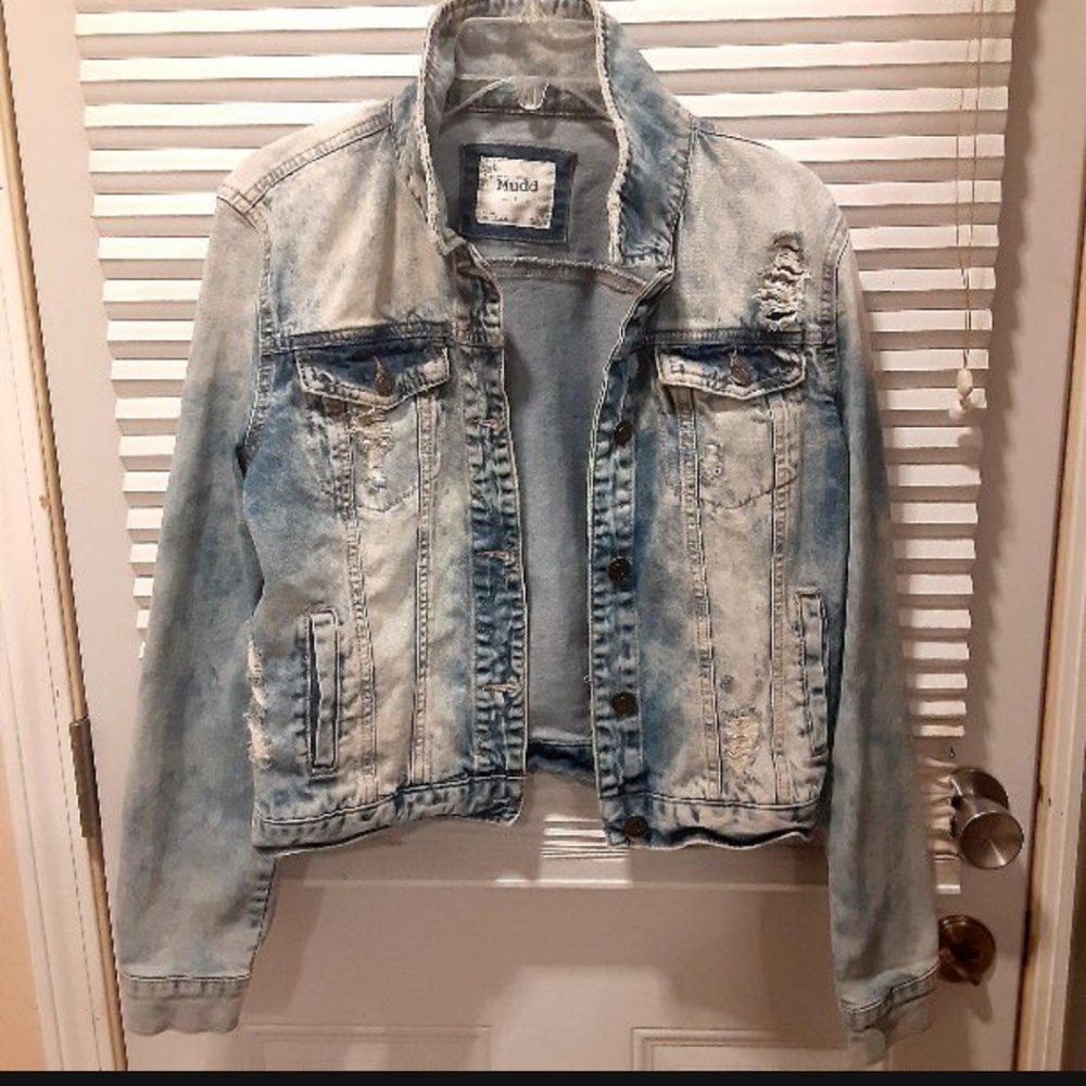 Mudd women's denim jeans destress jacket . Size large - Picture 1 of 12